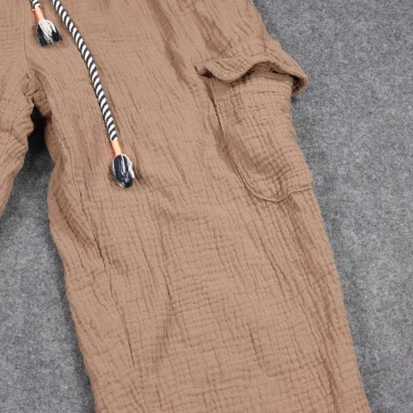 Sundry Womens Brown Gauze Cargo Pants Elastic Waist Drawstring XS Made in USA - Picture 2 of 8